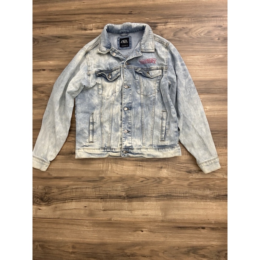 Zara Mens Full Button Up Jean‎ Jacket Size Medium Something Electric